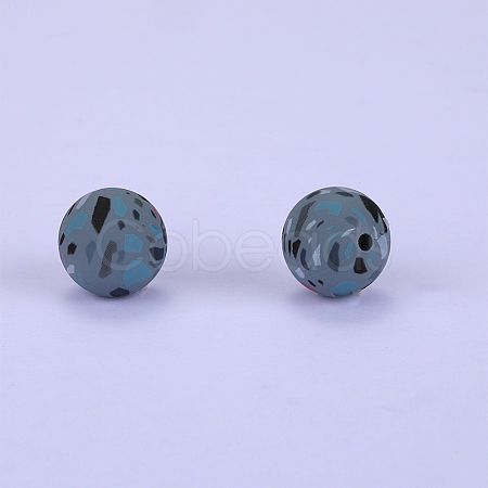 Printed Round Silicone Focal Beads SI-JX0056A-100-1