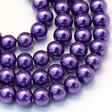 Baking Painted Pearlized Glass Pearl Round Bead Strands X-HY-Q003-4mm-76-1