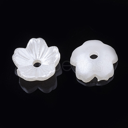5-Petal ABS Plastic Imitation Pearl Bead Caps OACR-S020-24-1