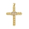 Brass Micro Pave Clear Cubic Zirconia Pendants, Real 18K Gold Plated, Cross, Eye, 36x26~26.5x3~4mm, Hole: 4x3.5mm