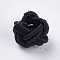 Polyester Weave Beads, Round, Black, 6.5x4.5mm, Hole: 4mm