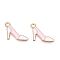 Alloy Enamel Pendants, Light Gold, Lead Free & Cadmium Free, High Heeled Shoes Charm, Pearl Pink, 19.5x10x1mm, Hole: 1.6mm