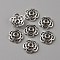 Tibetan Style Alloy Bead Caps, 5-Petal, Flower, Antique Silver, 10x3mm, Hole: 1.6mm