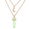 Dyed Natural Jasper Cone Pendant Double Layer Necklace, with Moon Charms, 19.69 inch(50cm)