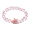 Handmade Porcelain Turtle Stretch Bracelets, 7.5mm Faceted Round Transparent Acrylic Beaded Stretch Bracelets, Pink, Inner Diameter: 2-1/4 inch(5.8cm), Bead: 7.5mm