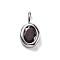 925 Sterling Silver Cubic Zirconia Oval Charms, Birthstone Charms with 925 Stamp, Silver Color Plated, Dark Red, 14.5x8x3mm, Hole: 3.5x2mm