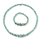 Natural Amazonite Round Beads Bracelets & Necklaces Sets, with 304 Stainless Steel Clasps, 18.70 inch(475mm)