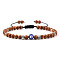 Evil Eyes Jewelry, Adjustable Synthetic Goldstone Braided Bead Bracelets, with Alloy Beads for Women Men, Antique Silver