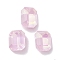 Glass Rhinestone Cabochons, Point Back & Back Plated, Faceted, Rectangle, Light Rose, 10x8x4.5mm