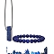 Natural Lapis Lazuli Beads Stretch Bracelets & Pendant Necklaces Sets for Men, 7.48 inch(190mm)