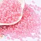 6/0 Opaque Colours Rainbow Plated Round Glass Seed Beads, Pearl Pink, 4x3mm, Hole: 1.2mm, about 7200pcs/pound