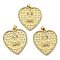 Brass with Cubic Zirconia Pendants, Long-Lasting Plated, Lead Free & Cadmium Free, Heart, Real 18K Gold Plated, 31.5x27.5x3.3mm, Hole: 4.3x3.2mm