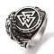 Viking 304 Stainless Steel Valknut Rings, Wide Band Rings for Mens, Antique Silver, 19.5mm, US Size 9(18.9mm)