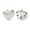 Brass Stud Earrings for Women, Heart, Platinum, 23x25mm