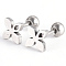 Tarnish Resistant 201 Stainless Steel Flower Barbell Cartilage Earrings, Screw Back Earrings, with 304 Stainless Steel Pins, Stainless Steel Color, 6x6x2mm, Pin: 1mm