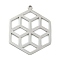 Non-Tarnish 304 Stainless Steel Pendants, Laser Cut, Hexagon with Flower Charm, Stainless Steel Color, 30x24x1.3mm, Hole: 1.2mm