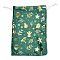 Gold Stamping Christmas Velvet Storage Bags, Drawstring Bags, Rectangle, Green, Mixed Shapes, 18x13x0.01cm