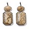 Natural Picture Jasper Human Body Shaped Pendants, Rack Plating Brass Oval & Rectangle Charms, Platinum, 50x22.5x8mm, Hole: 8x5mm