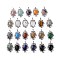 Natural & Synthetic Mixed Gemstone Big Pendants, Teardrop Charms, with Rack Plating Platinum Tone Brass Findings, 56x37x8mm, Hole: 7x4.5mm