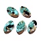 Transparent Resin and Walnut Wood Pendants, Oval Charms with Gold Foil, Pale Turquoise, 22x12.5x3.5mm, Hole: 2mm