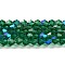 Transparent Electroplate Glass Beads Strands, AB Color Plated, Faceted, Bicone, Teal, 3.5~3.8x3mm, Hole: 0.8mm, about 113~115pcs/strand, 14.17~14.37 inch(36~36.5cm)