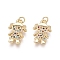 Golden Plated Brass Charms, with Cubic Zirconia and Jump Rings, Girl, Colorful, 15x10.5x2mm, Hole: 2mm