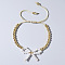 Elegant Butterfly Bow Girl Style Bracelet Gold-plated Copper Beads Pearl-like