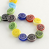 Flat Round Handmade Millefiori Glass Beads Strands X-LK-R004-20-2