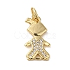 Brass Micro Pave Clear Cubic Zirconia Pendants KK-R162-003G-1