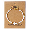 Beach Vacation Style Cross White Shell Beaded Bracelets for Women JM1920-1