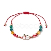 3Pcs 3 Styles Christmas Glass Braided Bead Bracelet Sets BJEW-JB10892-3