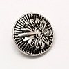 Vintage Flat Round Carved Flower Antique Silver Zinc Alloy Grade A Rhinestone Jewelry Snap Buttons SNAP-O019-13-NR-1