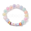 Waxberry & Round Frosted Resin Beaded Stretch Bracelets BJEW-JB10307-3