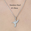 Non-Tarnish 201 Stainless Steel Hummingbird Pendant Necklace NJEW-OY002-06-3