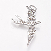 Brass Micro Pave Cubic Zirconia Bird Pendants ZIRC-A009-36P-2