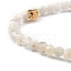 Faceted Round Natural Rainbow Moonstone Stretch Beaded Bracelets BJEW-JB05378-01-3