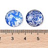 Blue and White Floral Printed Glass Cabochons X-GGLA-A002-14mm-XX-3