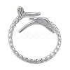 201 Stainless Steel Fishbone Wrap Open Cuff Ring for Women RJEW-N038-101P-3