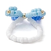 3Pcs 3 Colors Butterfly Glass Seed Beaded Stretch Finger Rings for Women RJEW-TA00150-5