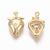 Brass Micro Pave Clear Cubic Zirconia Charms ZIRC-Q021-030G-NF-2