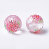 Printed & Spray Painted Transparent Glass Beads X-GLAA-S047-04A-02-2