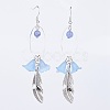 Tibetan Style Alloy Feather Dangle Earrings EJEW-JE02725-2
