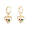 Colorful Cubic Zirconia Heart Dangle Leverback Earrings EJEW-N012-90-2