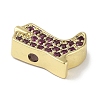 Rack Plating Brass Micro Pave Purple Cubic Zirconia Beads KK-R163-11G-2