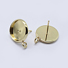 Brass Stud Earring Settings KK-P131-01A-12mm-G-2