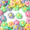 50Pcs UV Plating Rainbow Iridescent Acrylic Beads SACR-CJ0001-45-3