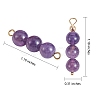 10Pcs Triple Natural Amethyst Round Beaded Connector Charms PALLOY-SW00003-01-2