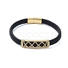 Men's Braided Black PU Leather Cord Bracelets BJEW-K243-62G-1