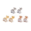 6 Pairs Cubic Zirconia Flat Round Stud Earrings EJEW-G291-04D-M-2