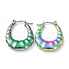 Ion Plating(IP) Rainbow Color 304 Stainless Steel Teardrop Hoop Earrings for Women EJEW-G293-12M-1